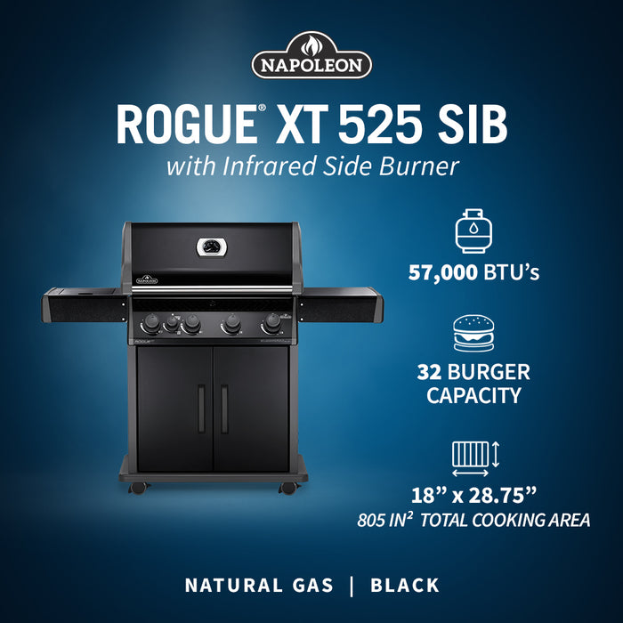 Napoleon Rogue XT 525 Gas Grill w/Infrared Side Burner RXT525SIB-1