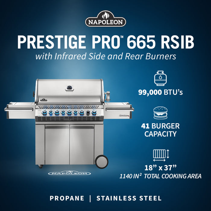 Napoleon Prestige PRO 665 Gas Grill with Infrared Rear & Side Burners PRO665RSIB-3