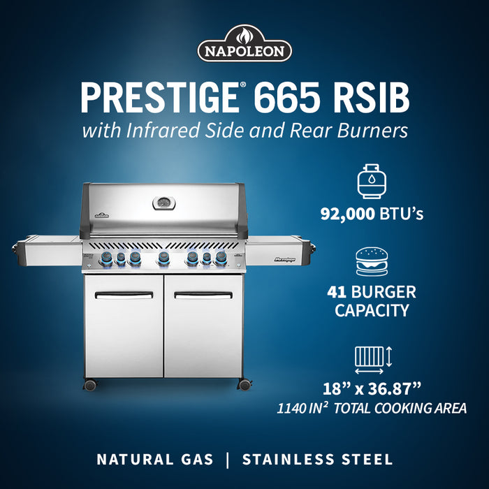 Napoleon Prestige 665 Gas Grill with Infrared Rear & Side Burners P665RSIB
