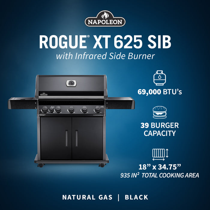 Napoleon Rogue XT 625 Gas Grill w/Infrared Side Burner RXT625SIB-1