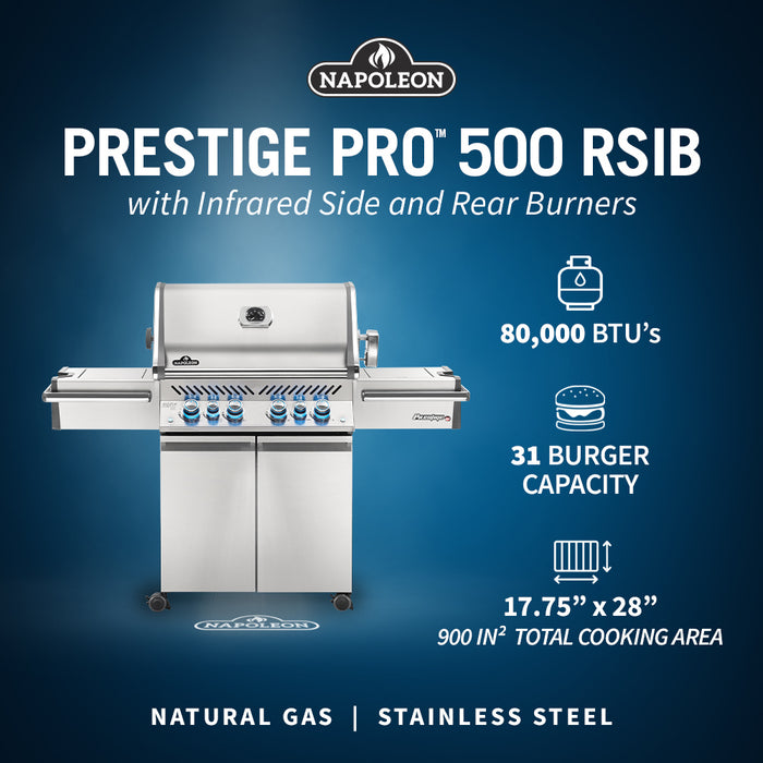 Napoleon Prestige PRO 500 Gas Grill with Infrared Rear & Side Burners PRO500RSIB-3