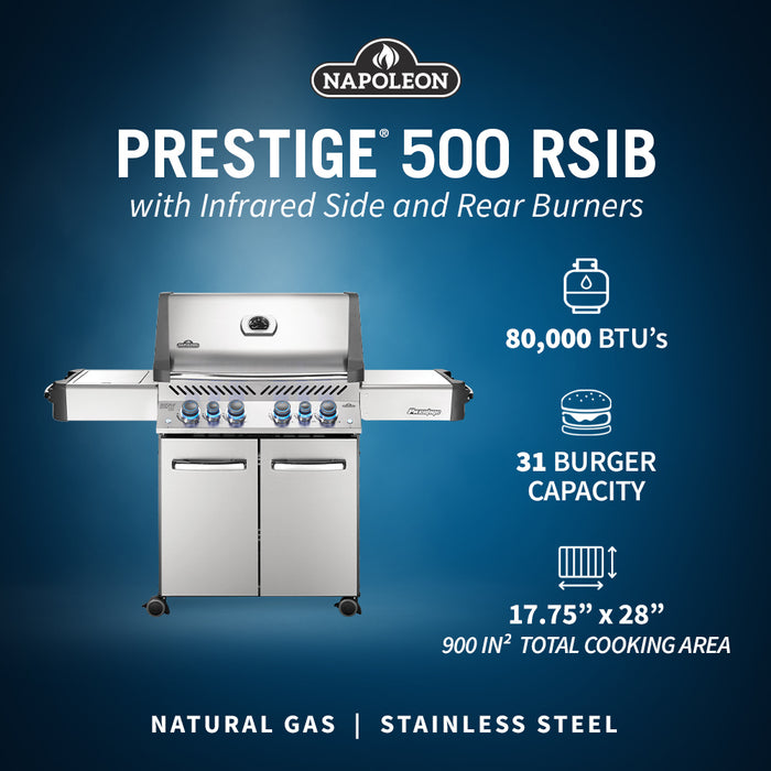 Napoleon Prestige 500 Gas Grill with Infrared Side & Rear Burners P500RSIB-3